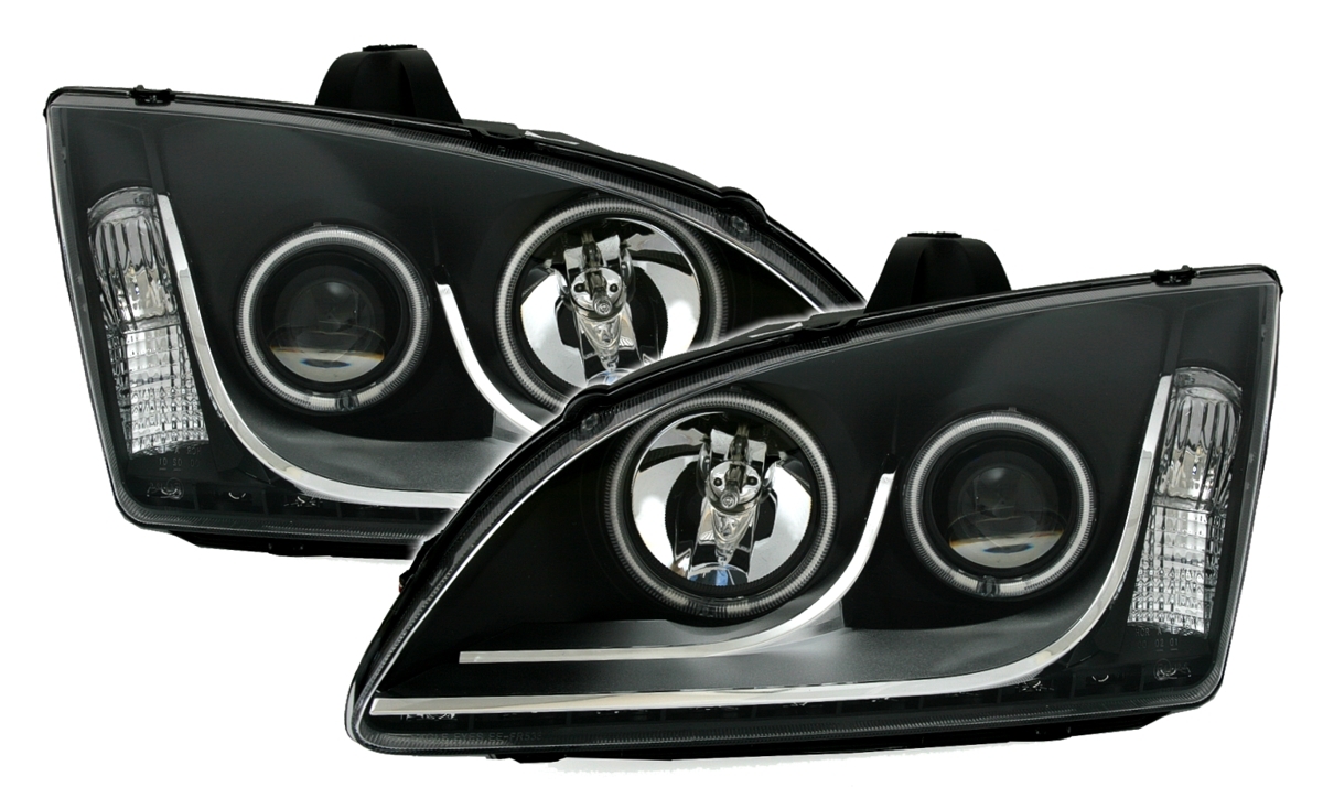 CCFL Scheinwerfer für Ford Focus MK2 in Schwarz