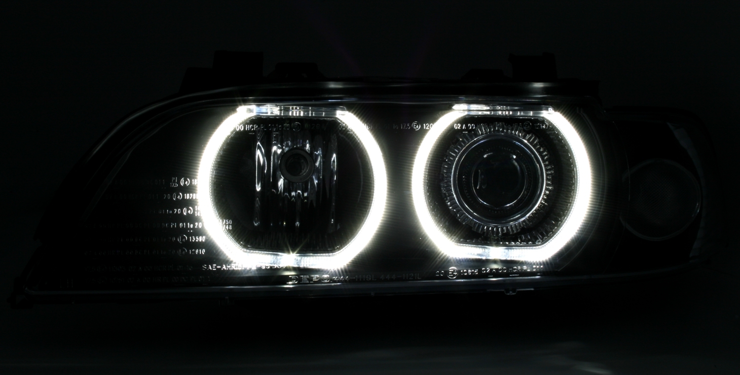 Angel Eyes Scheinwerfer für 5er BMW E39 in Schwarz
