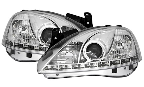 Scheinwerfer mit LED für Opel Corsa C in Chrom