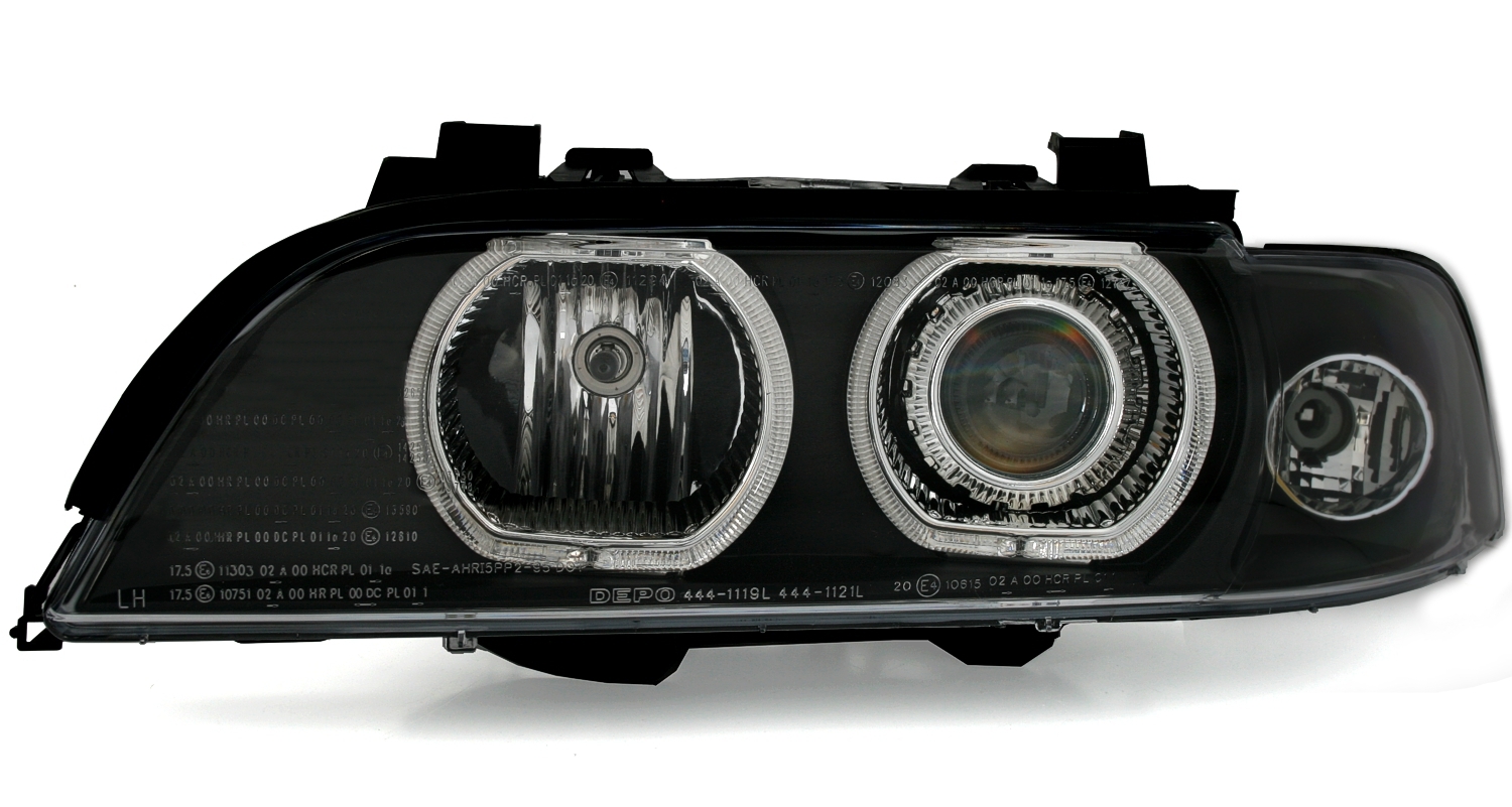 Angel Eyes Scheinwerfer für 5er BMW E39 in Schwarz