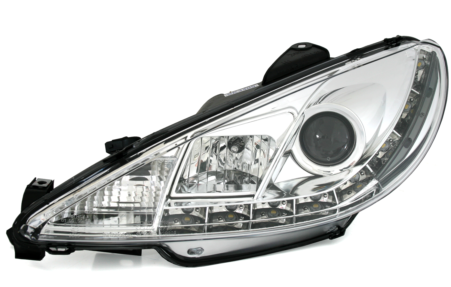 Scheinwerfer mit LED für Peugeot 206 in Chrom