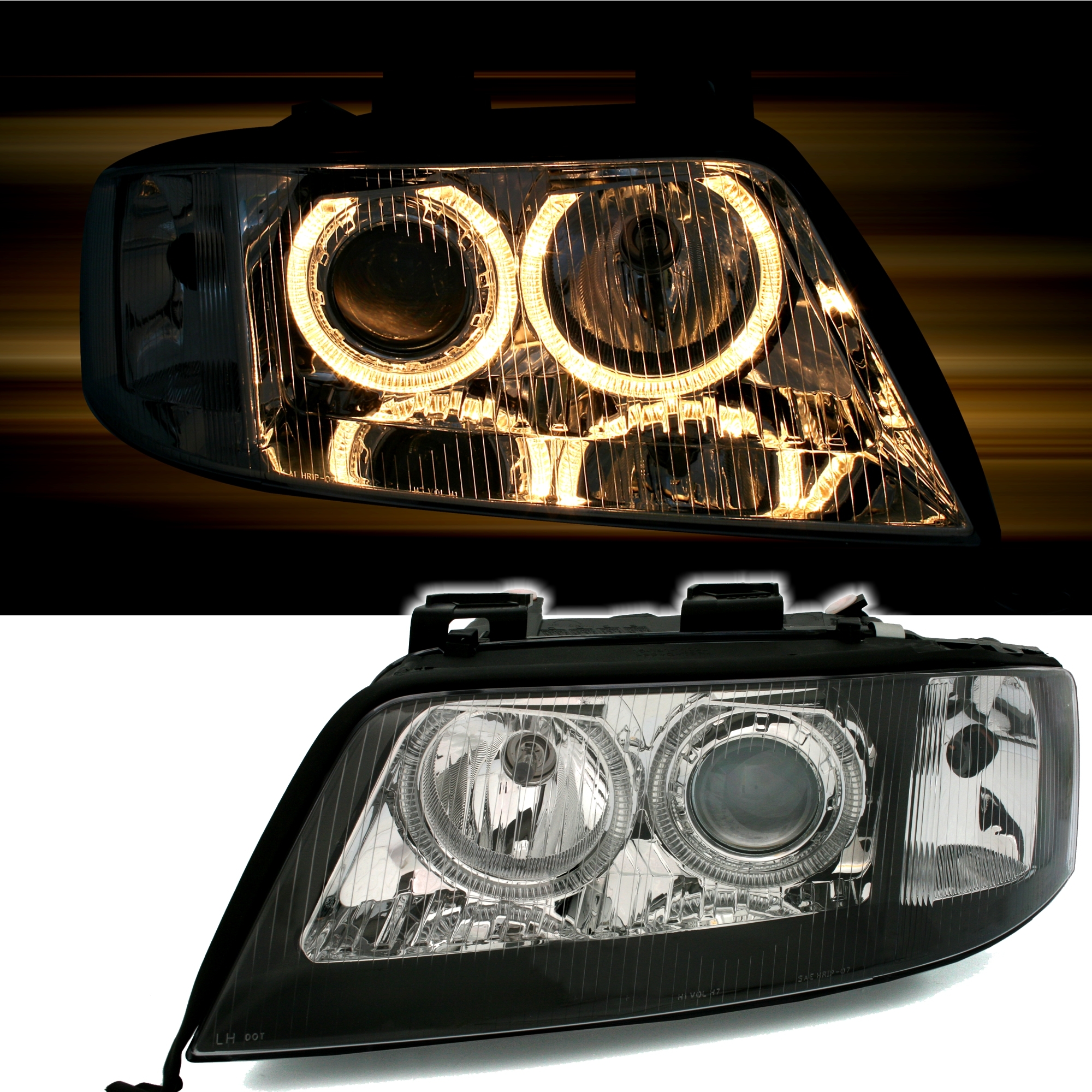 Angel Eyes Scheinwerfer für Audi A6 4B in Schwarz