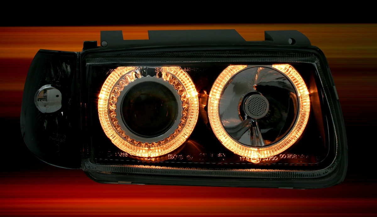 Angel Eyes Scheinwerfer für VW Polo 6N in Schwarz