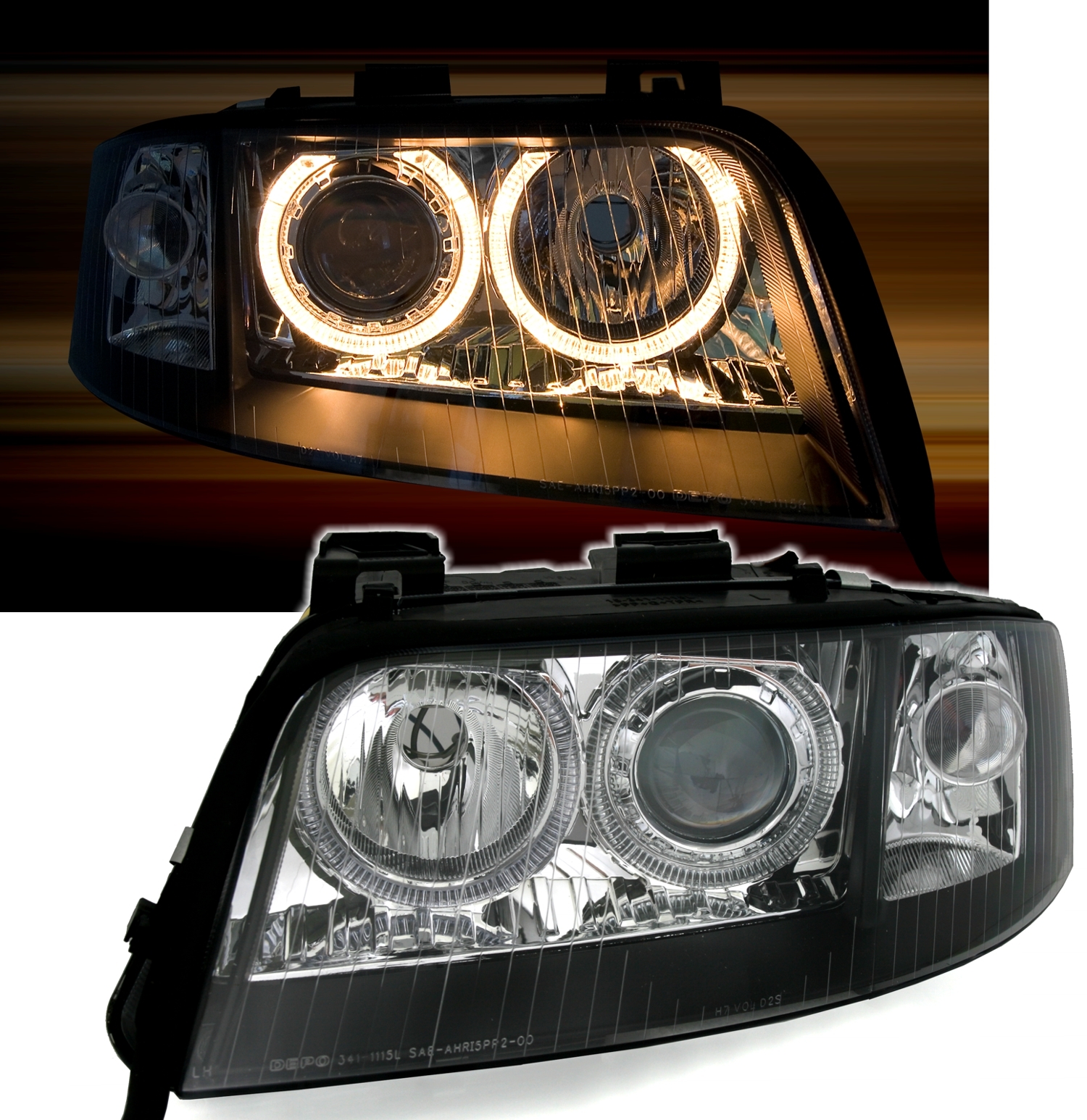 Angel Eyes Scheinwerfer Set für Audi A6 in Schwarz