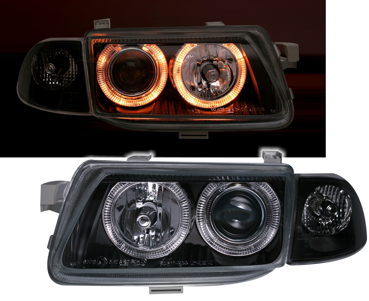 Angel Eyes Scheinwerfer für Opel Astra F in Schw.