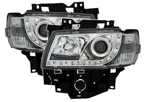 Scheinwerfer mit LED für VW T4 Bus in Chrom       
