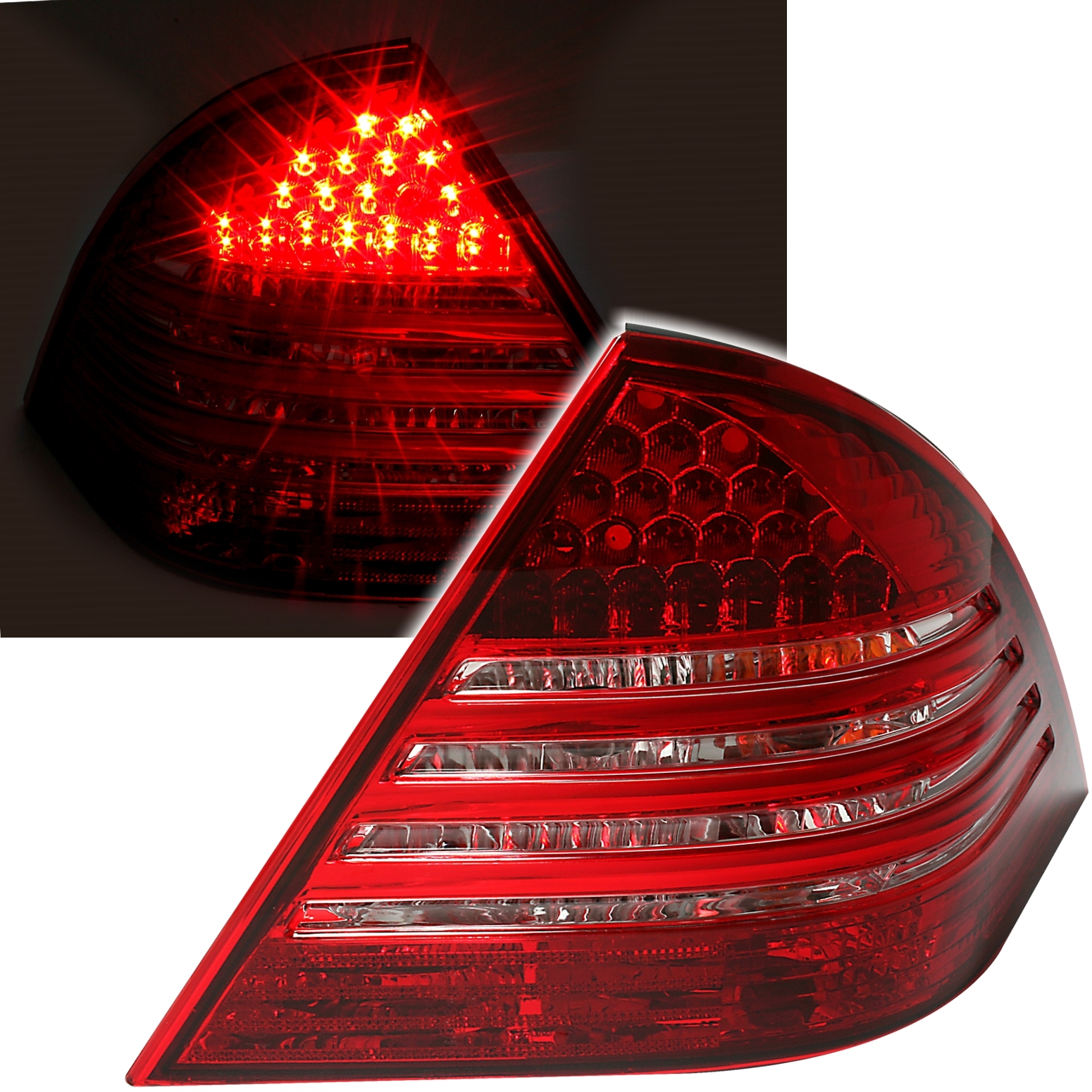 LED Rückleuchten für Mercedes W203 in Rot-Weiß