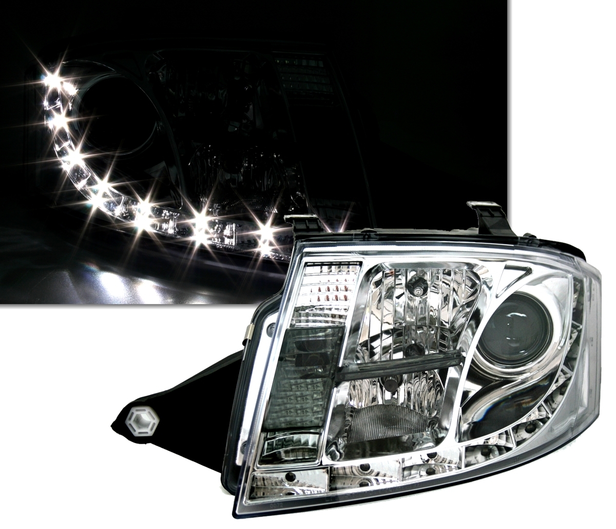 Scheinwerfer mit LED für Audi TT 8N in Chrom