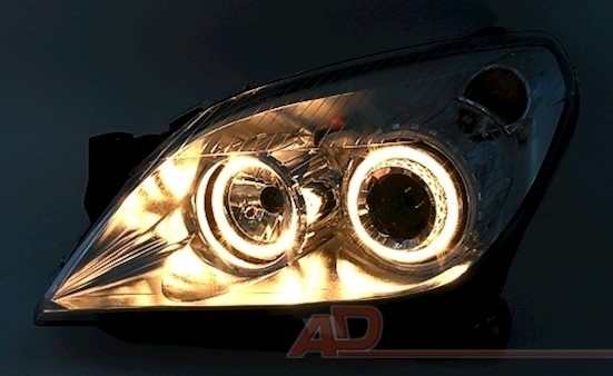 Angel Eyes Scheinwerfer für Opel Astra H in Chrom