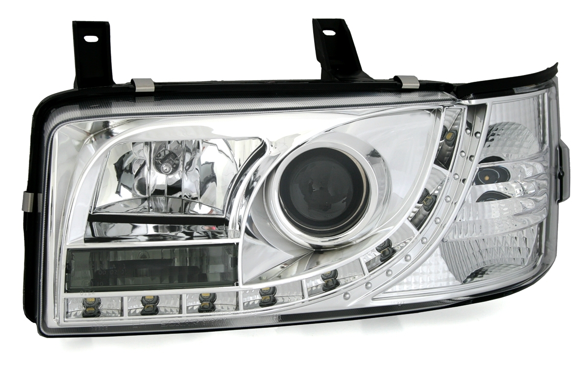 Scheinwerfer mit LED für VW T4 Bus in Chrom       
