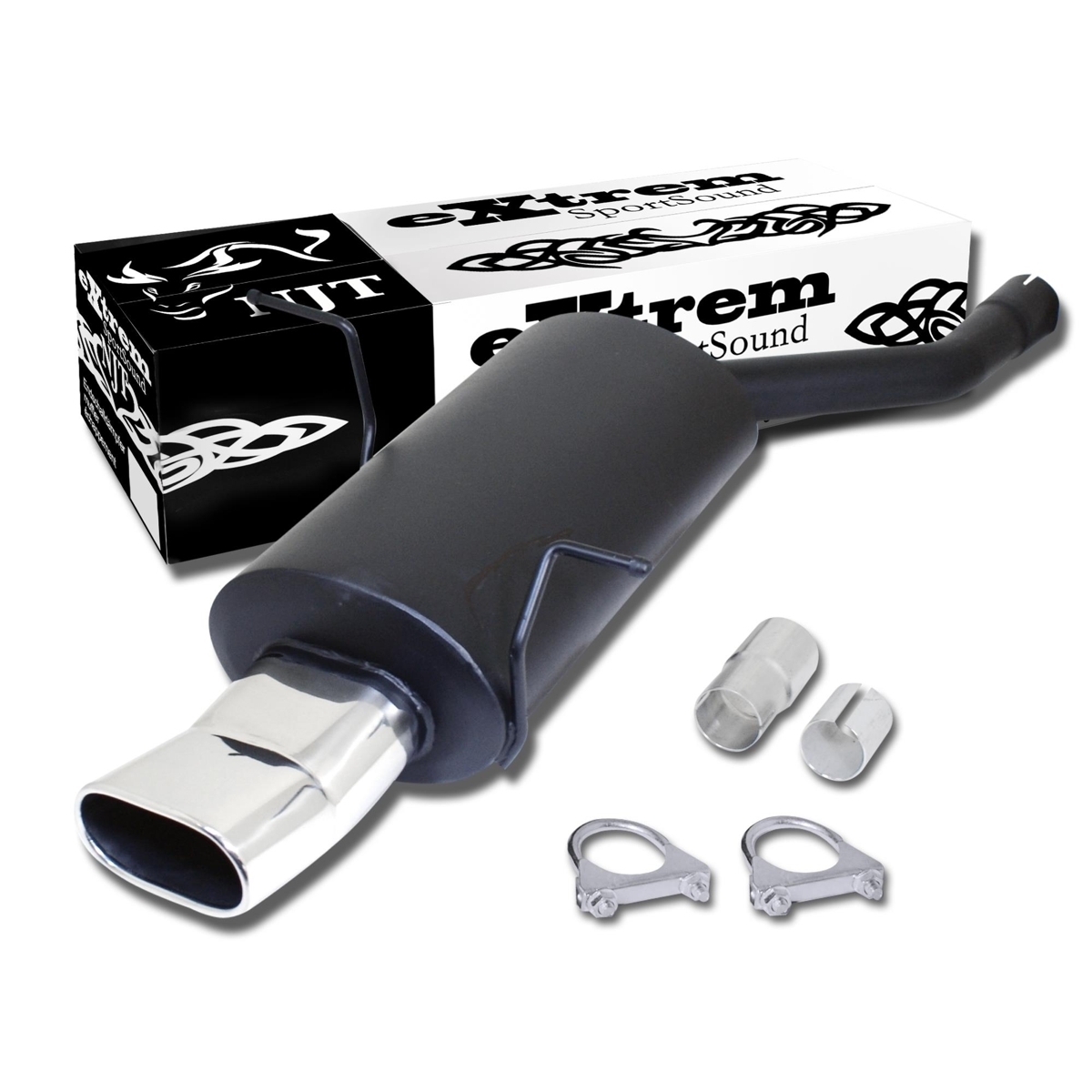 Edelstahl Endschalldämpfer 75x135mm DTM