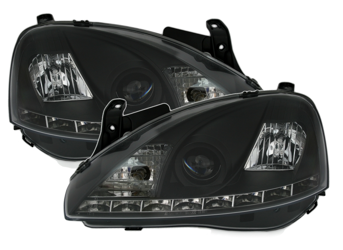 Scheinwerfer mit LED für Opel Corsa C in Schwarz