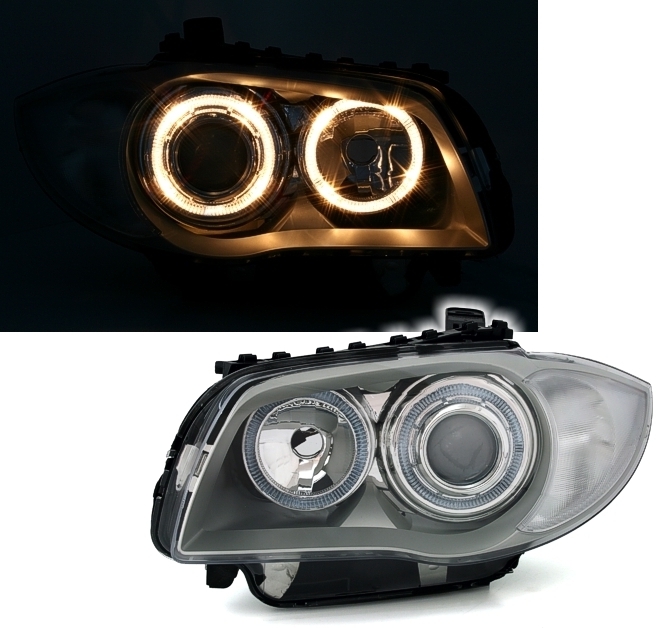 Angel Eyes Scheinwerfer für 1er BMW E8_ in Silber