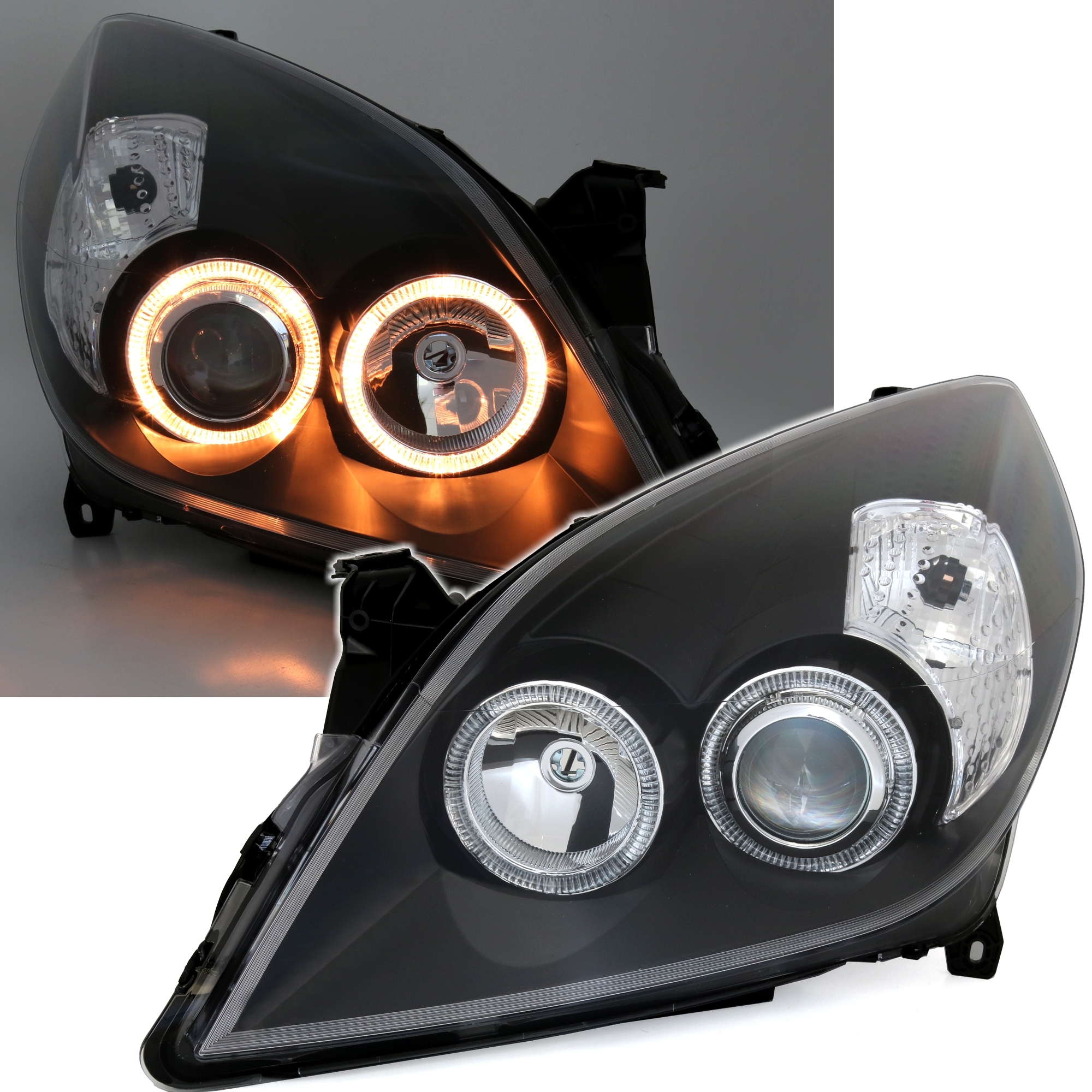 Angel Eyes Scheinwerfer für Opel Vectra C in Schw.
