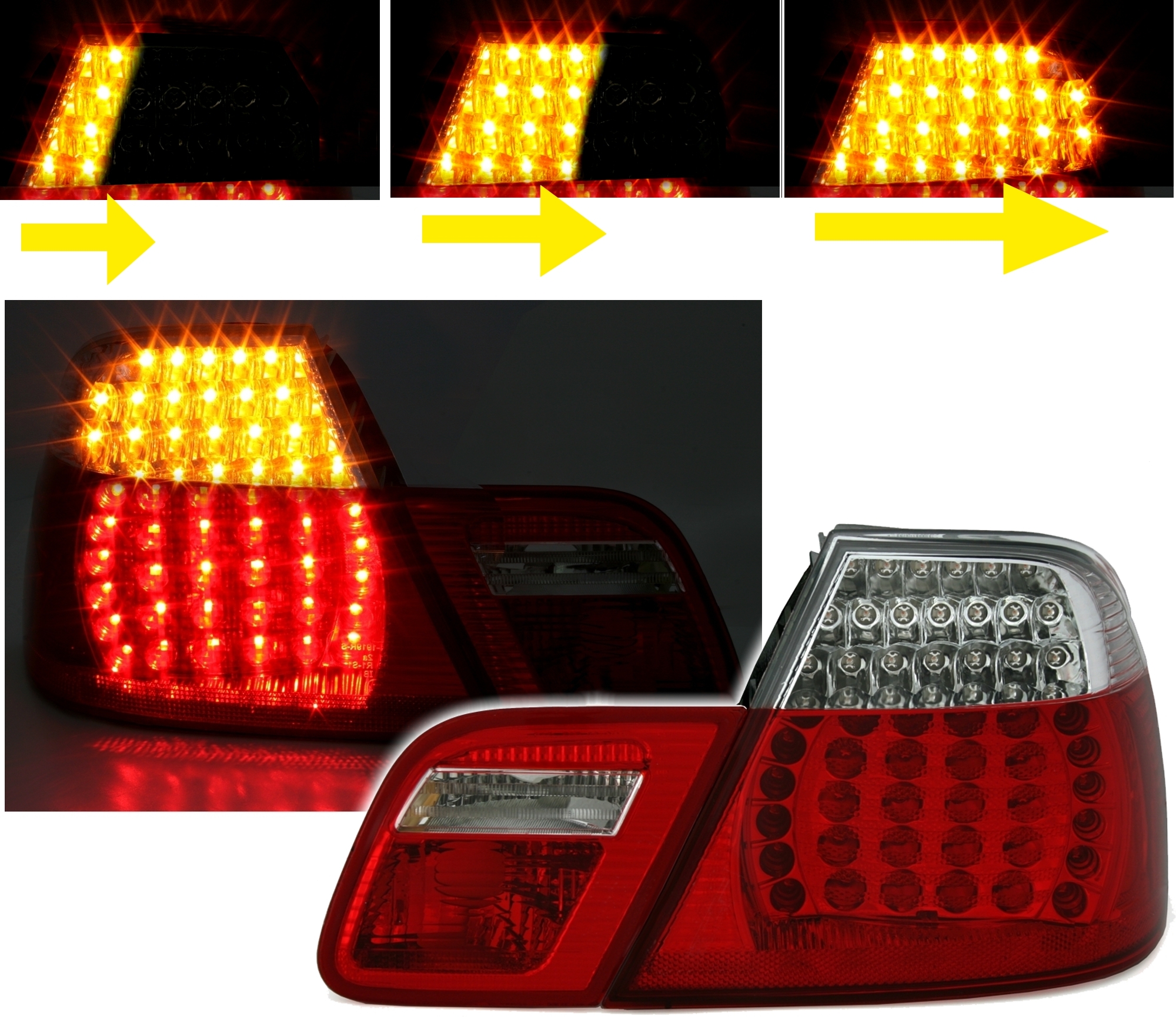 LED Rückleuchten für 3er BMW E46 in Rot-Weiß LLB