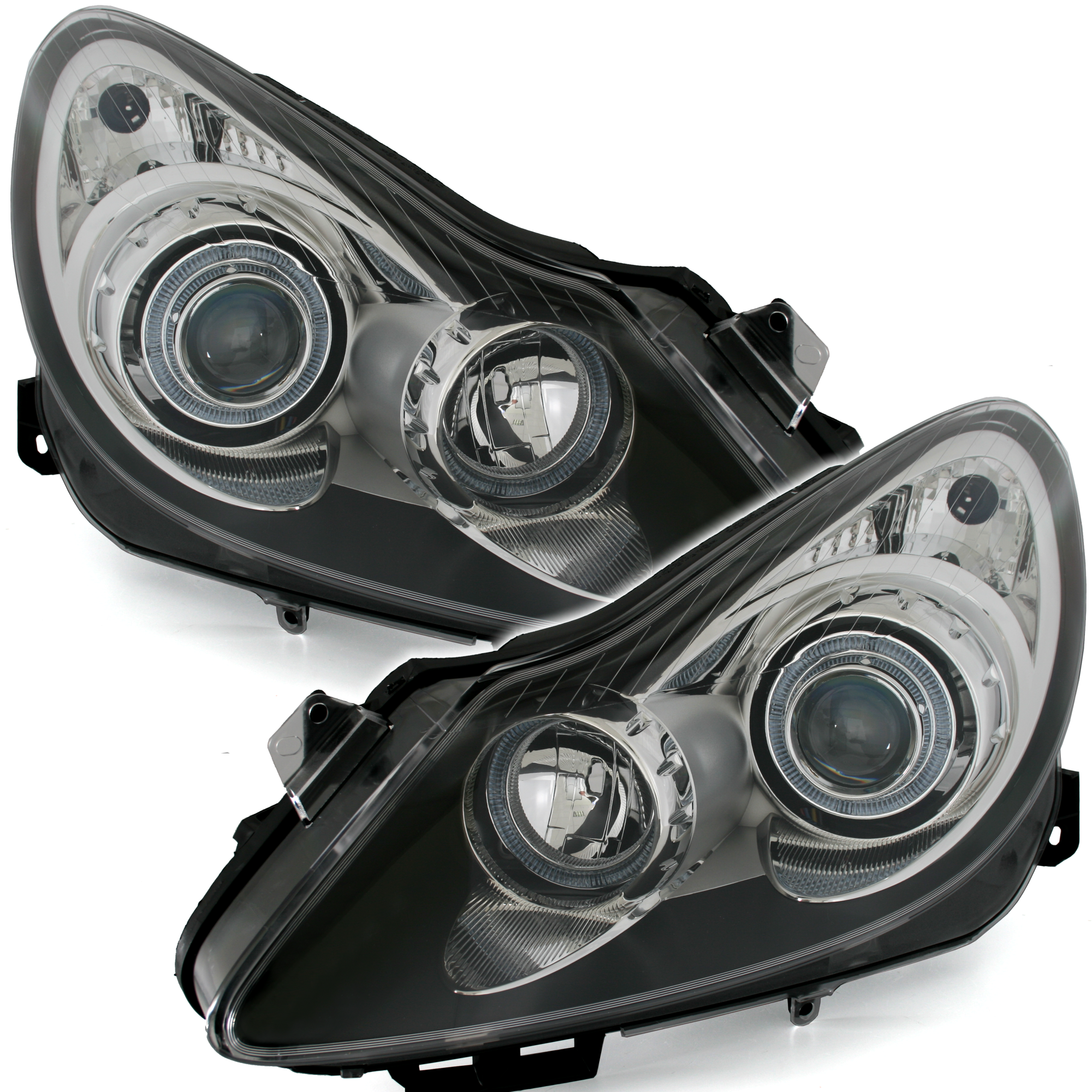 Angel Eyes Scheinwerfer für Opel Corsa D / Schwarz