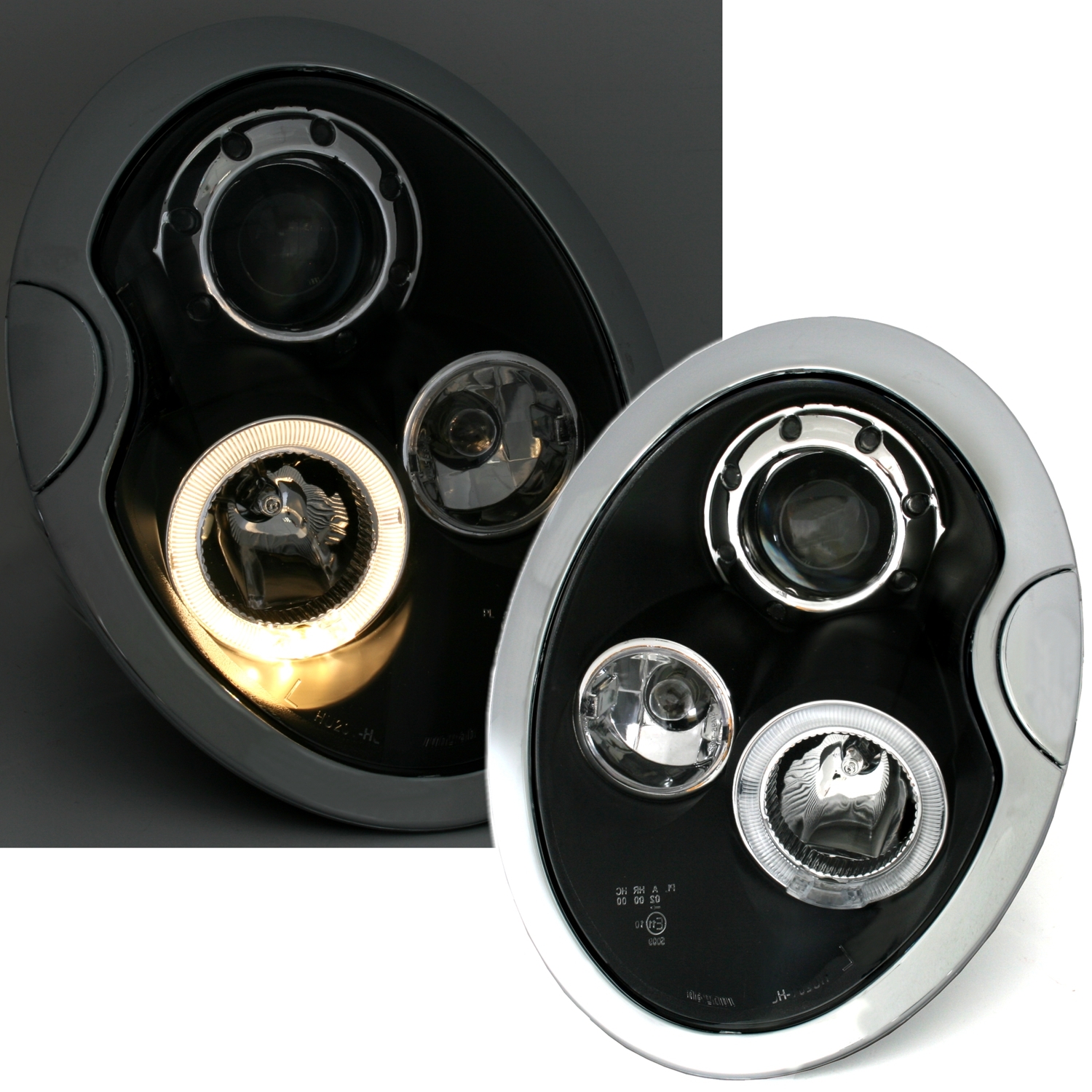 Angel Eyes Scheinwerfer für BMW Mini in Schwarz   
