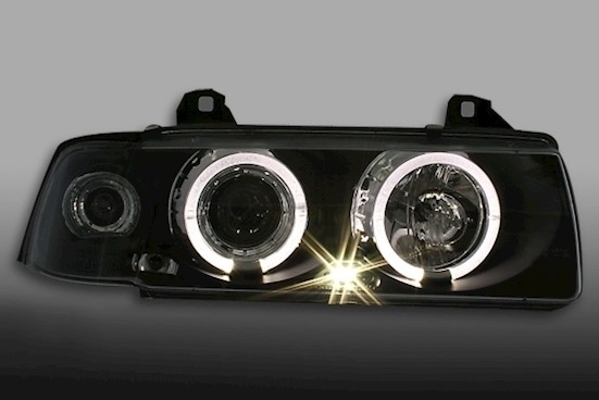 Angel Eyes Scheinwerfer für 3er BMW E36 in Schwarz