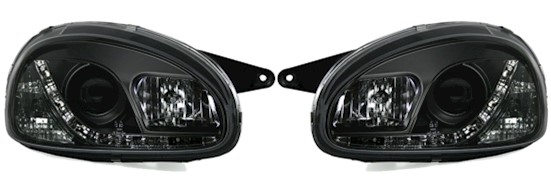 Scheinwerfer mir LED für Opel Corsa B in Schwarz