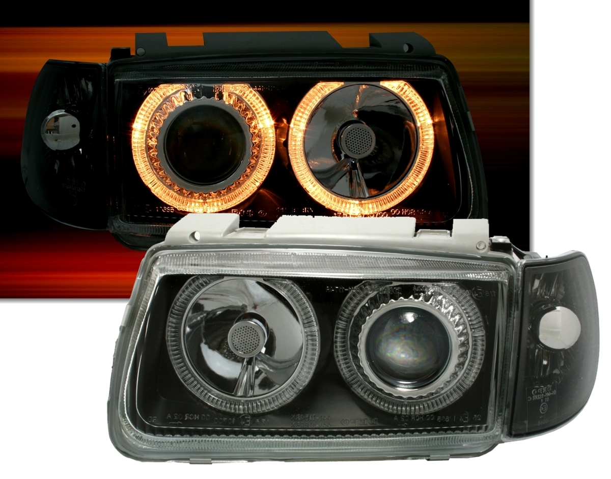 Angel Eyes Scheinwerfer für VW Polo 6N in Schwarz