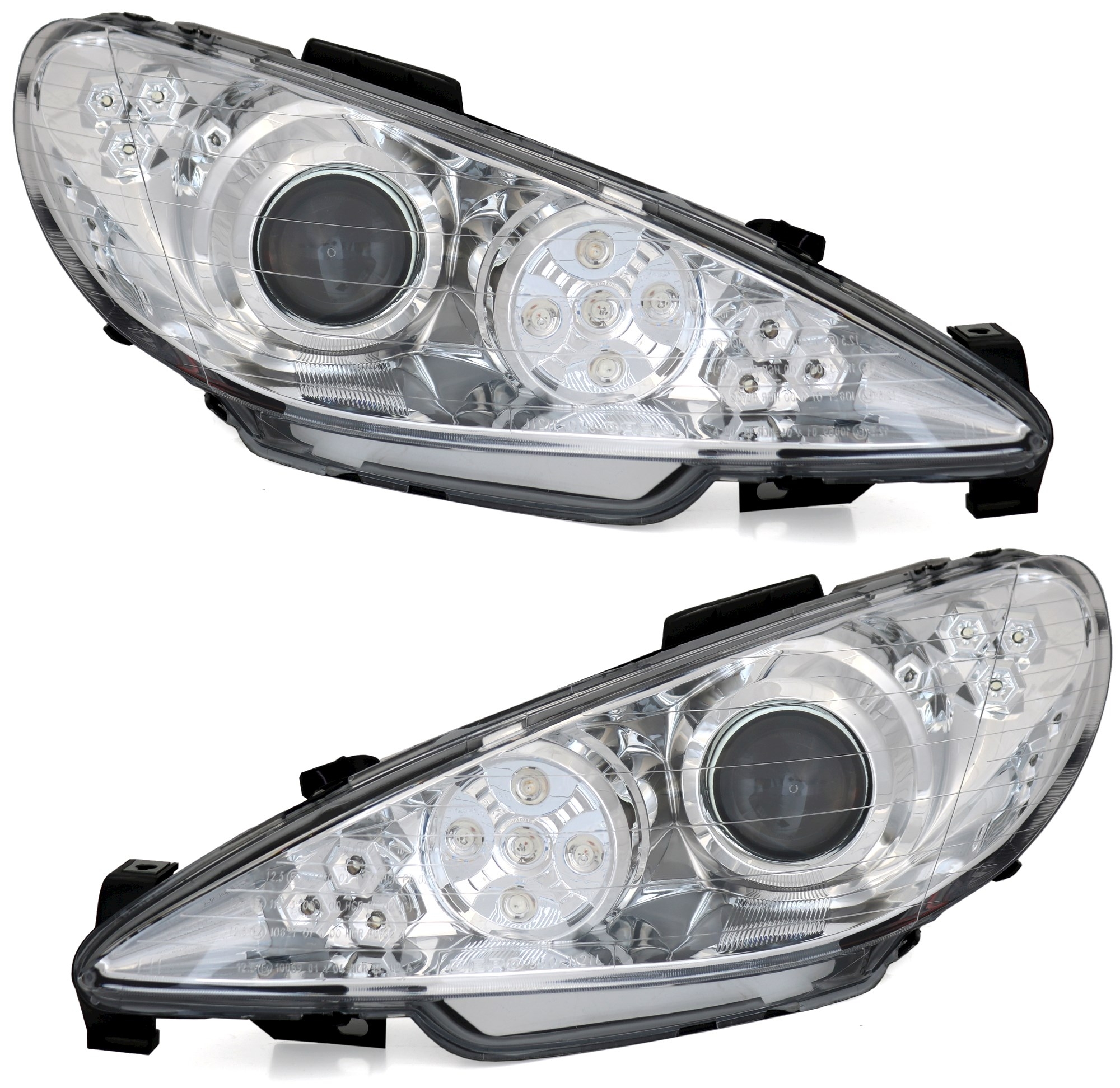 Scheinwerfer Set für Peugeot 206 in Chrom