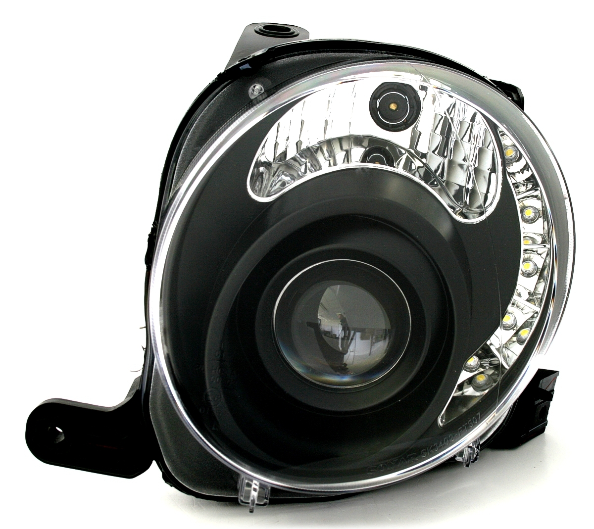 Scheinwerfer mit LED für Fiat 500 in Schwarz      