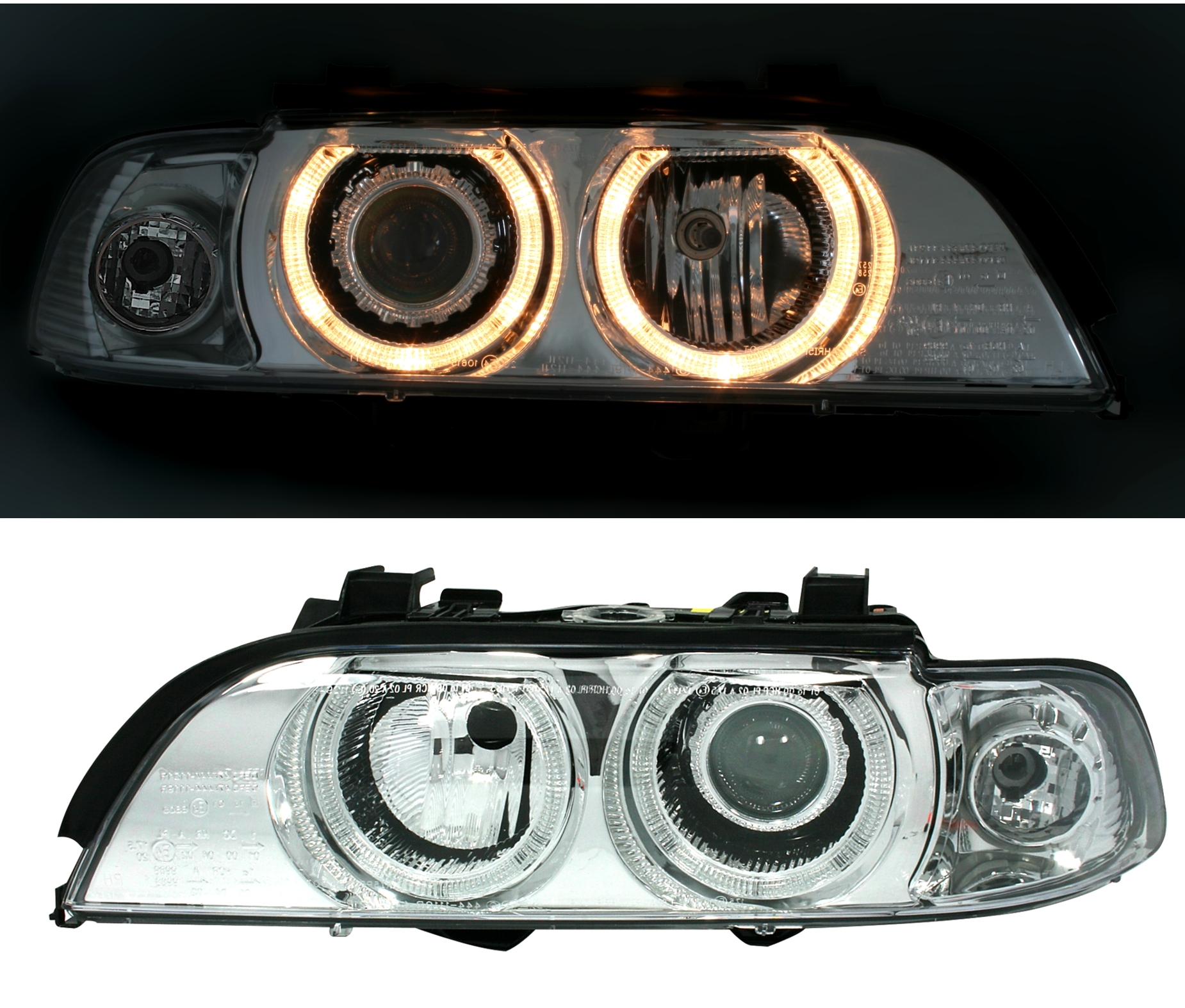 Angel Eyes Scheinwerfer für 5er BMW E39 in Chrom