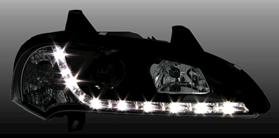 Scheinwerfer mit LED für Opel Tigra in Schwarz    