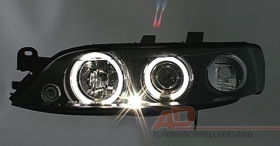 Angel Eyes Scheinwerfer für Opel Vectra B in Schw.