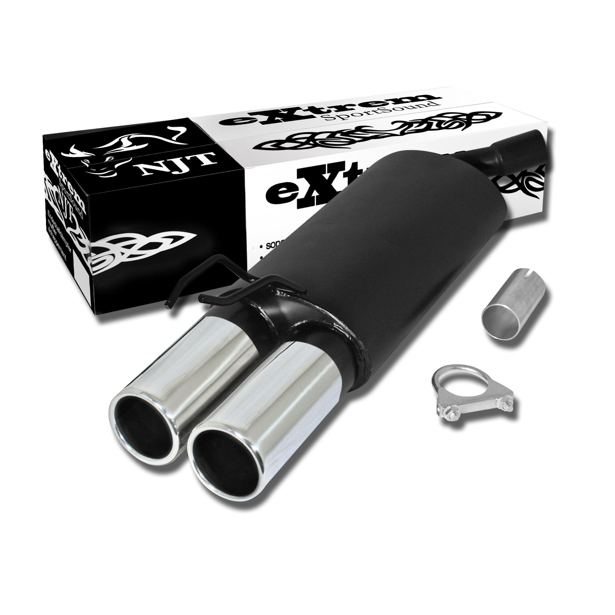 Edelstahl Endschalldämpfer 2x 76mm Rund