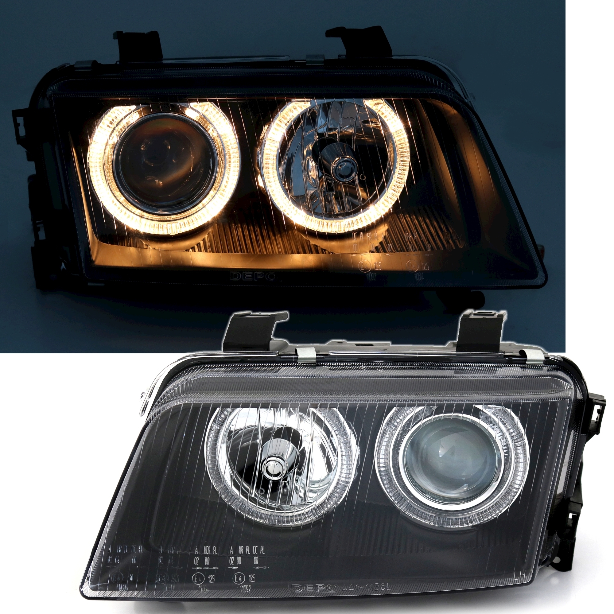 Angel Eyes Scheinwerfer für Audi A4 B5 in Schwarz
