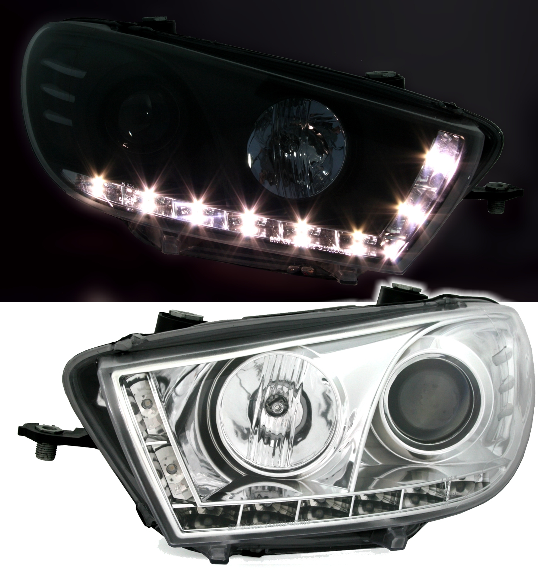 Scheinwerfer mit LED für VW Scirocco 3 in Chrom