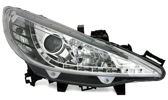 Scheinwerfer mit LED für Peugeot 207 in Chrom