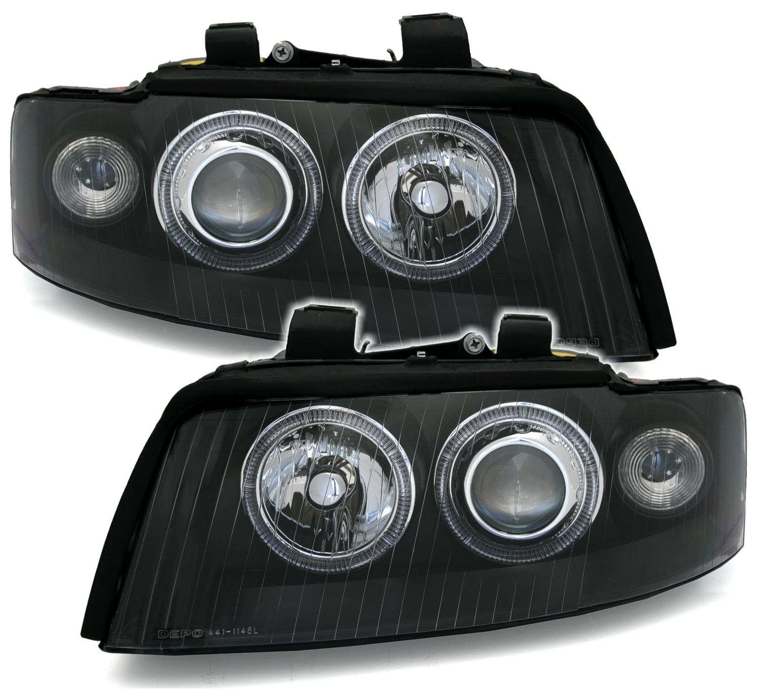 Angel Eyes Scheinwerfer für Audi A4 8E in Schwarz