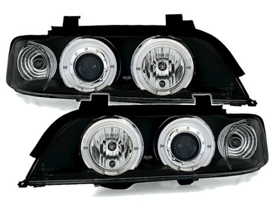Angel Eyes Scheinwerfer für 5er BMW E39 in Schwarz