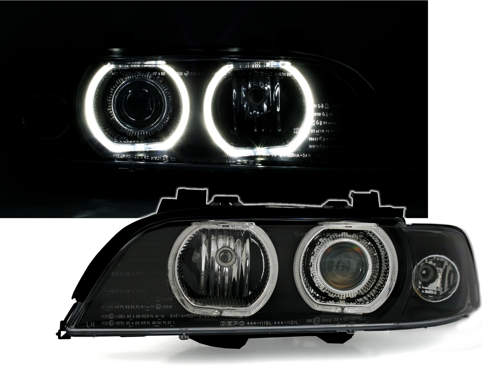 Angel Eyes Scheinwerfer für 5er BMW E39 in Schwarz