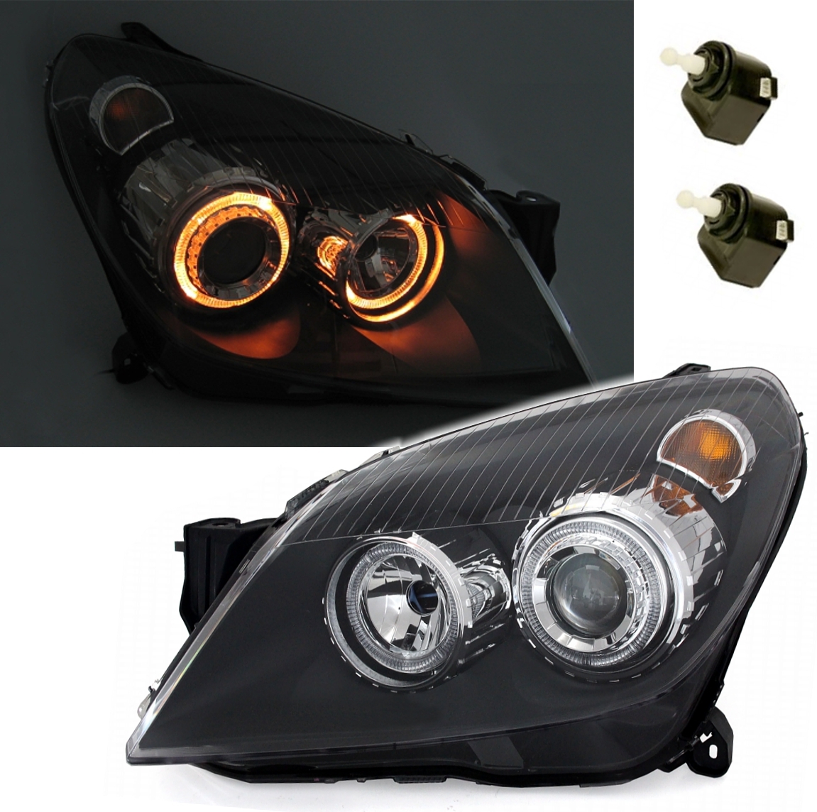 Angel Eyes Scheinwerfer für Opel Astra H in Schw.