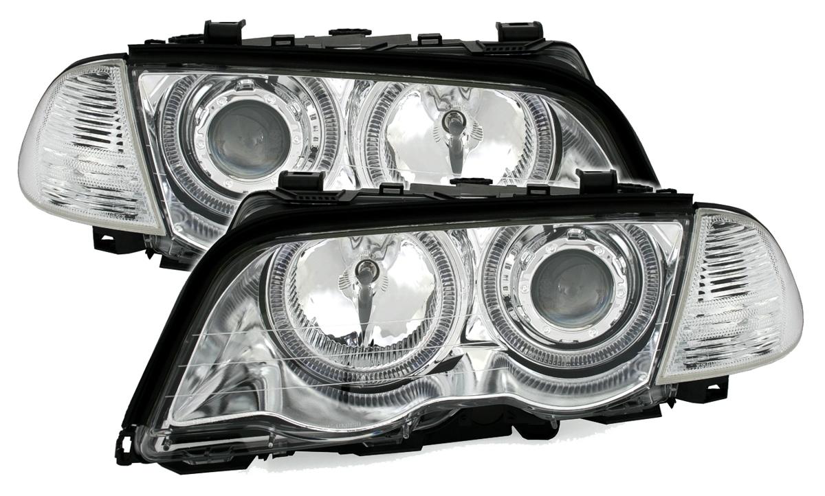 Angel Eyes Scheinwerfer für 3er BMW E46 in Chrom