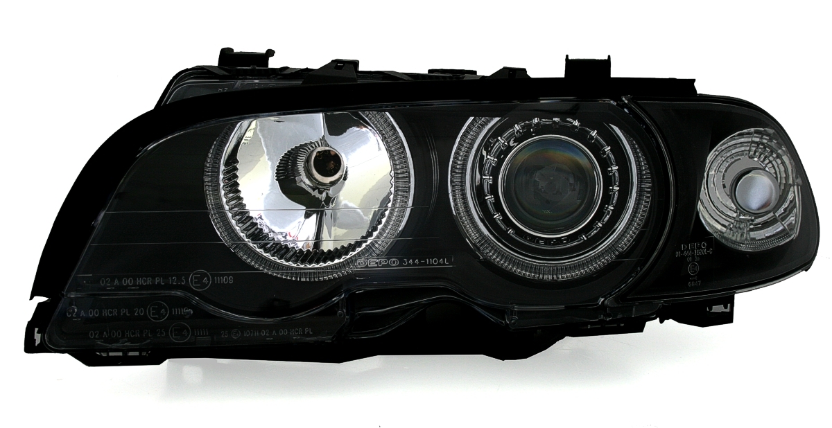 Angel Eyes Scheinwerfer für 3er BMW E46 in Schwarz