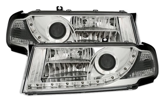 Scheinwerfer mit LED für Skoda Octavia in Chrom   