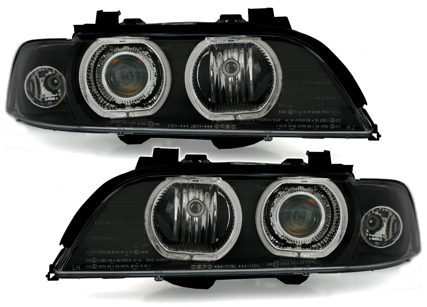 Angel Eyes Scheinwerfer für 5er BMW E39 in Schwarz