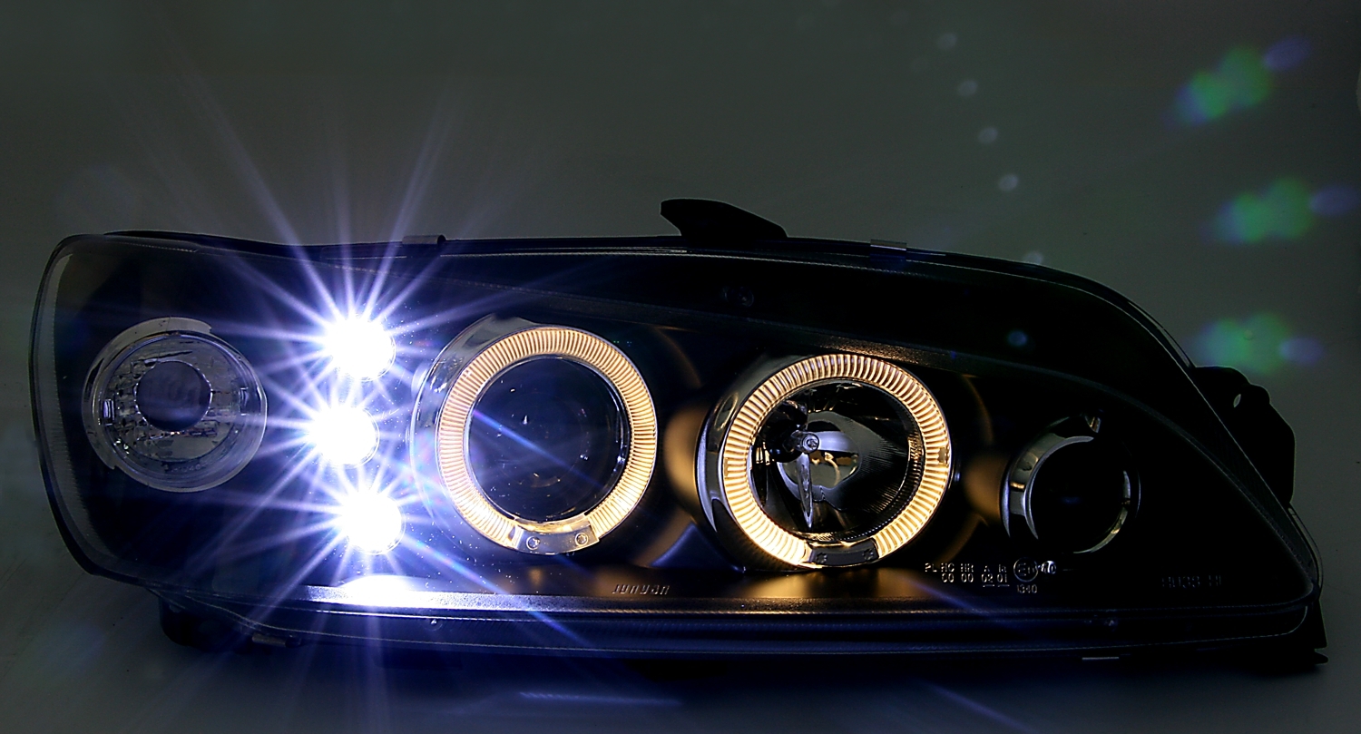 Angel Eyes Scheinwerfer Peugeot 306 in Schwarz