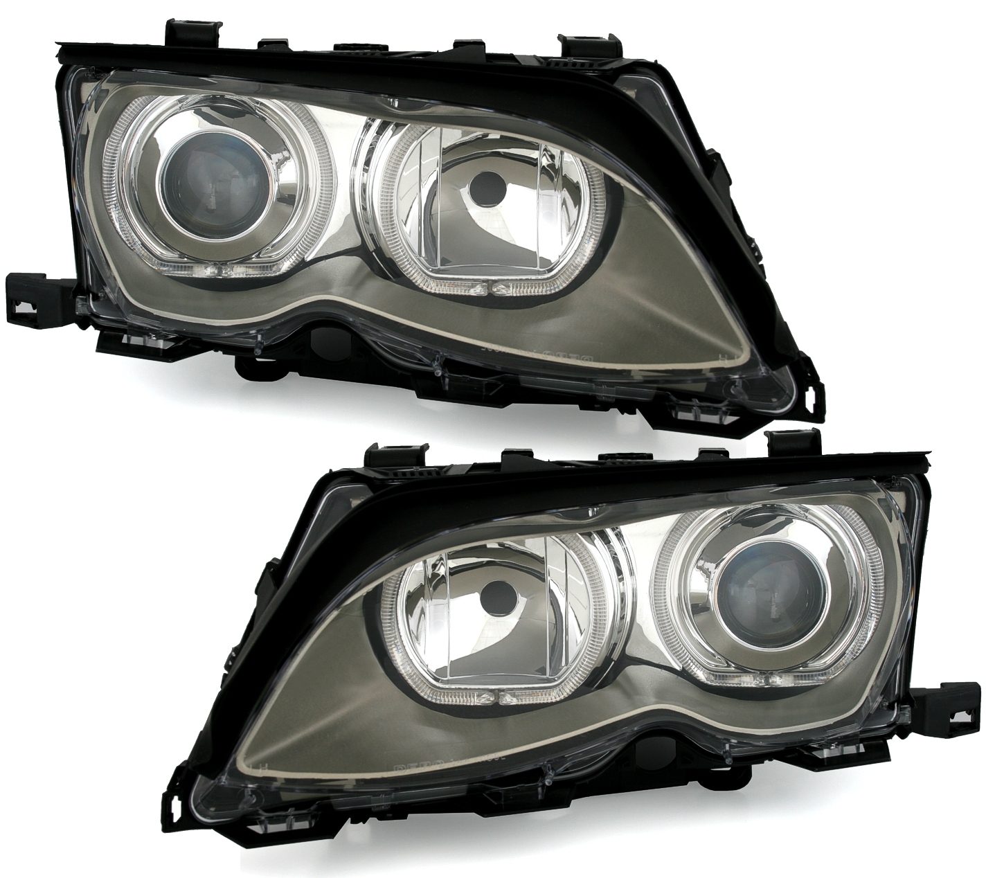 Angel Eyes Scheinwerfer für 3er BMW E46 in Grau