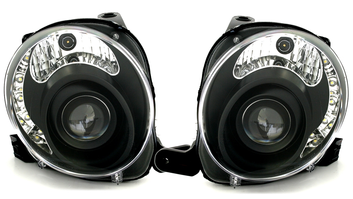 Scheinwerfer mit LED für Fiat 500 in Schwarz      