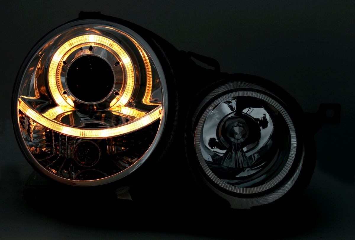 Angel Eyes Scheinwerfer für VW Polo 9N in Schwarz 