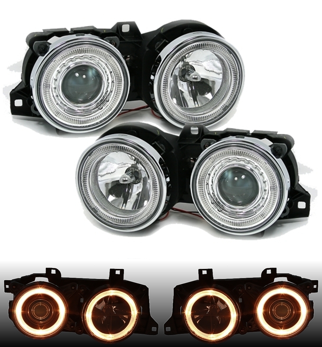 Angel Eyes Scheinwerfer für 3er BMW E30 in Chrom