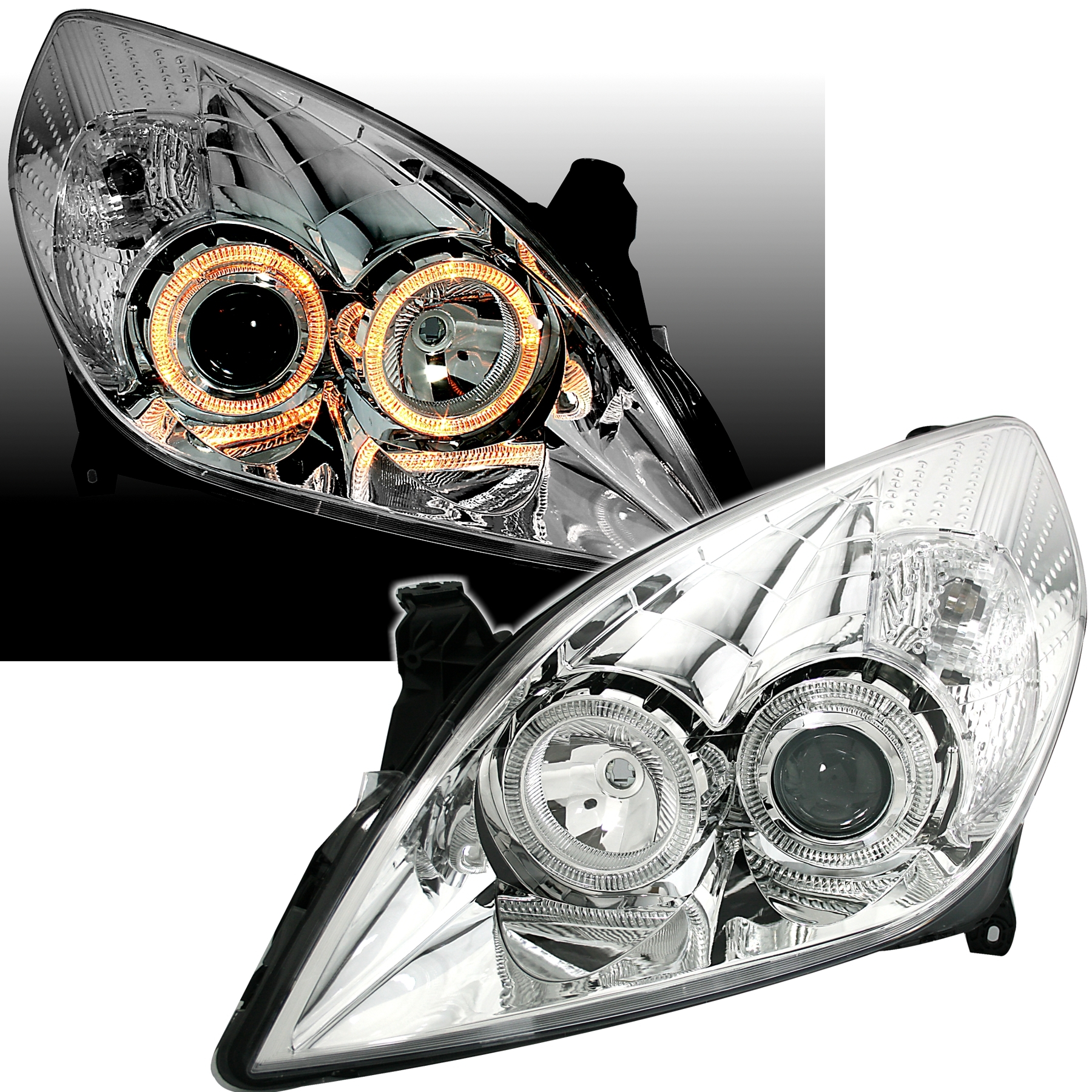 Angel Eyes Scheinwerfer für Opel Vectra C in Chrom