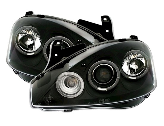 Angel Eyes Scheinwerfer für Opel Corsa C in Schw.