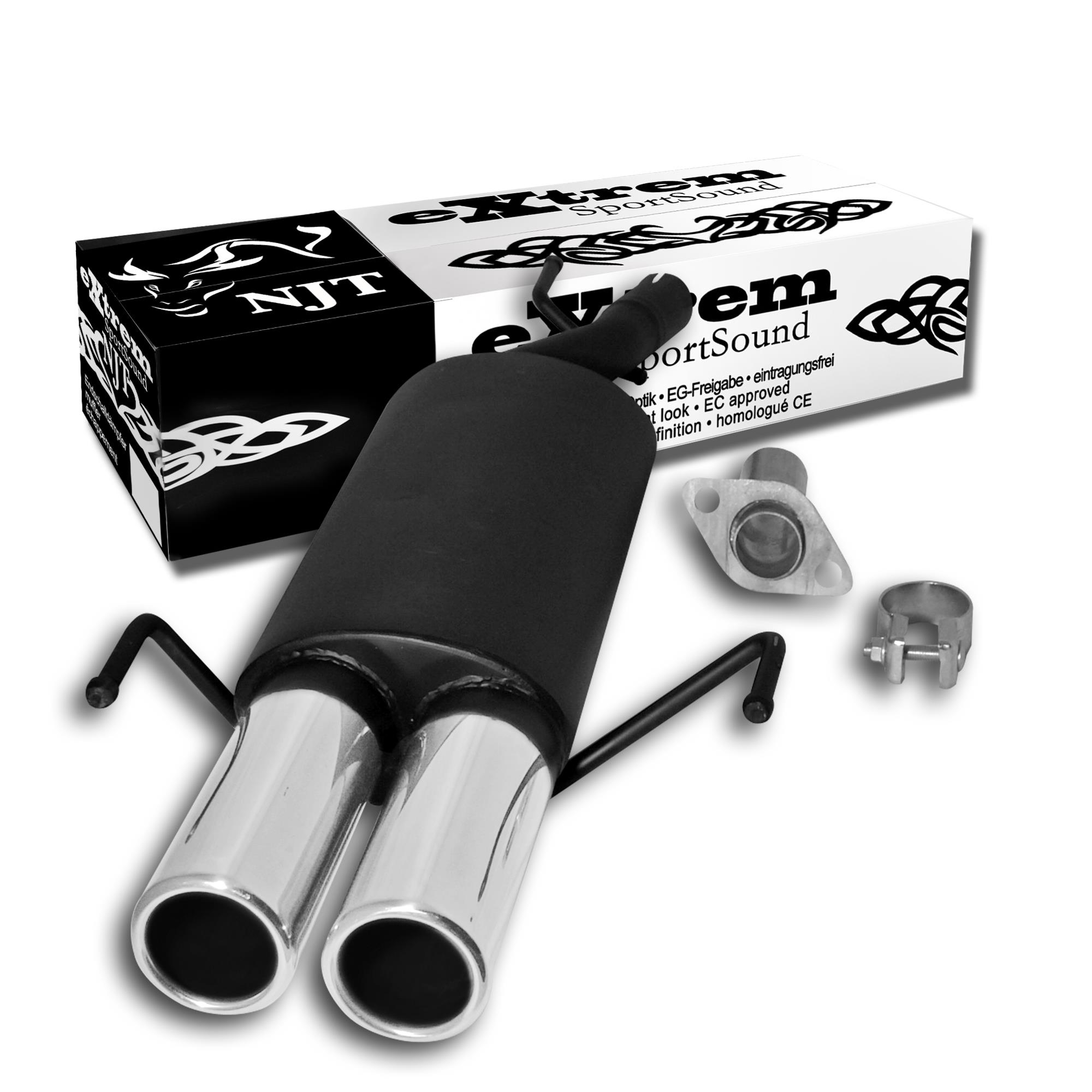 Edelstahl Endschalldämpfer 2x 76mm Rund